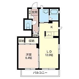 ウィルコート・コガネC 1LDKの間取図画像