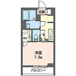 tsガーデン 1Kの間取図画像