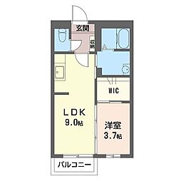 アストールC 1LDKの間取図画像