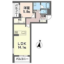 フィオリス 1LDKの間取図画像