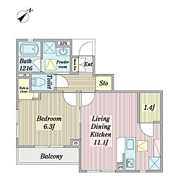 ルミネ幕張 1LDKの間取図画像