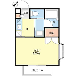 スーベニール 1Kの間取図画像