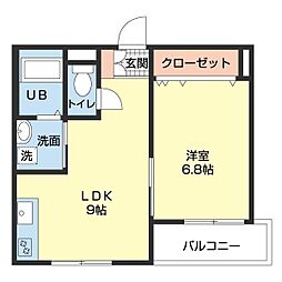 ラ・ターナ松ケ丘 1LDKの間取図画像
