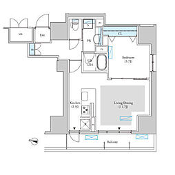 ロイジェントパークス千葉中央 1LDKの間取図画像