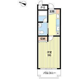 ピアチェーレ 1Kの間取図画像