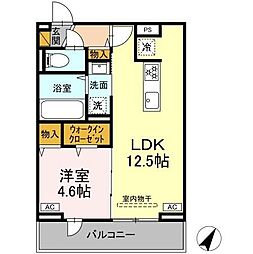D-ROOM汐見丘α 1LDKの間取図画像