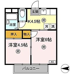 サマックスアルテイル 2Kの間取図画像