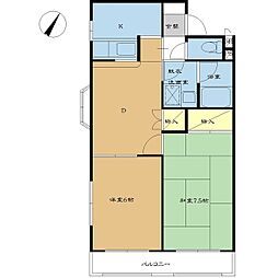 Ｙａｍａｙｏｓｈｉ　セピア館 2階2LDKの間取り
