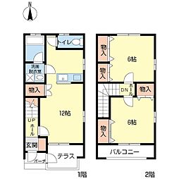 グランディールB 2LDKの間取図画像
