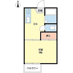 ハローハイツ 1DKの間取図画像