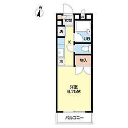 キュービックヒルズ 1Kの間取図画像