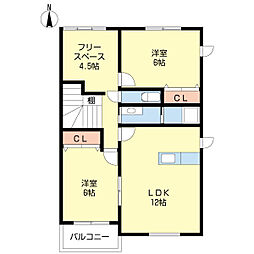 ルミエール・カーサA 2SLDKの間取図画像