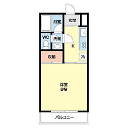 フィフティストーム下小塙 1Kの間取図画像