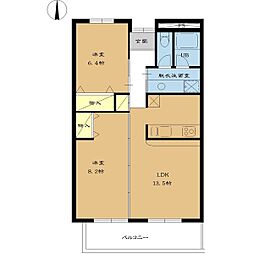 フラワーヒル 2LDKの間取図画像