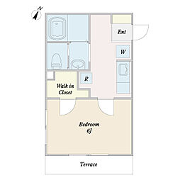 アヴィオン 1階1Kの間取り