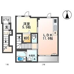 カーサ・ジラソーレ 1LDKの間取図画像
