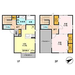 パークフロント朝霞本町 2LDKの間取図画像