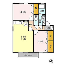 ウールクロッシェA 2LDKの間取図画像