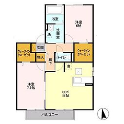 サキクサノ郷 1階2LDKの間取り