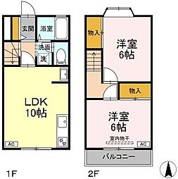 メゾン・ヒロ　C/D 1階2LDKの間取り