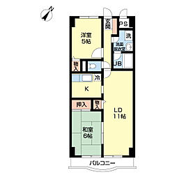 モンターナ壱番館 2LDKの間取図画像