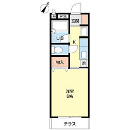 さざんかハイツ 1Kの間取図画像