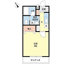 カーサ・デ・フロラシオン 1Kの間取図画像
