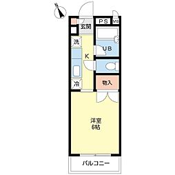 セリバテール 1Kの間取図画像
