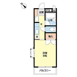 くすのきハイツ 1Kの間取図画像