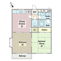 ハイランド1 2DKの間取図画像