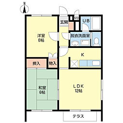 アンシャンテ 2LDKの間取図画像