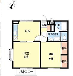 ライフピア東金1 2DKの間取図画像