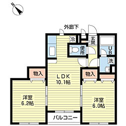 ユアヒルズ・ザグランデ 2LDKの間取図画像