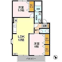 メゾンボナールE 2LDKの間取図画像