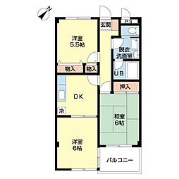 九十九ビル 3DKの間取図画像