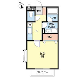リバーサイドA 1Kの間取図画像