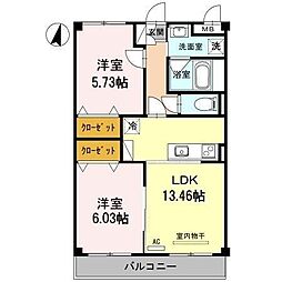 桜コート 3階2LDKの間取り