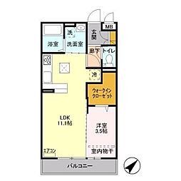 ヴィアレット　VII 1階1LDKの間取り