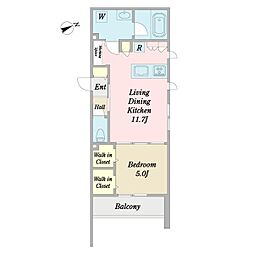 フラッツクオーレ 1LDKの間取図画像