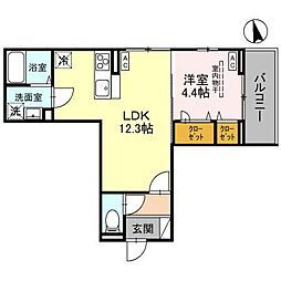 ノーブルパレス大原 1LDKの間取図画像