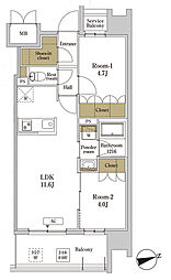 RJRプレシア川口 2LDKの間取図画像