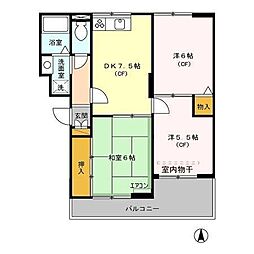 ヴァンベール東川口1 3DKの間取図画像