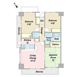 武蔵浦和エルフィン 3LDKの間取図画像