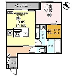 ノーブルヴィラ上尾 1LDKの間取図画像