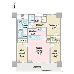 URAWA THE TOWER 3LDKの間取図画像