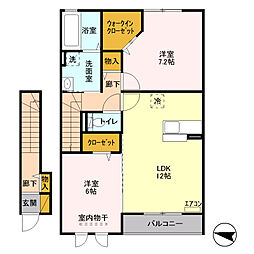アメニティハウス2 2LDKの間取図画像