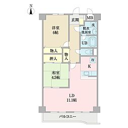グランドデューク 2LDKの間取図画像