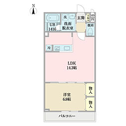 フェルトベルク 1階1LDKの間取り