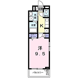 ルミウス5 1Kの間取図画像