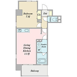 インペリアルコート堺東 1LDKの間取図画像